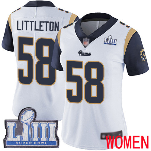 Los Angeles Rams Limited White Women Cory Littleton Road Jersey NFL Football #58 Super Bowl LIII Bound Vapor Untouchable